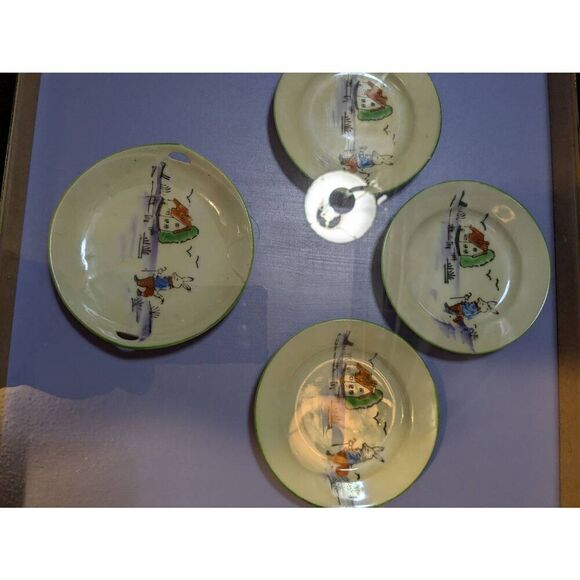 Vintage mid century made in Japan kids tea set plates - Picture 2 of 8